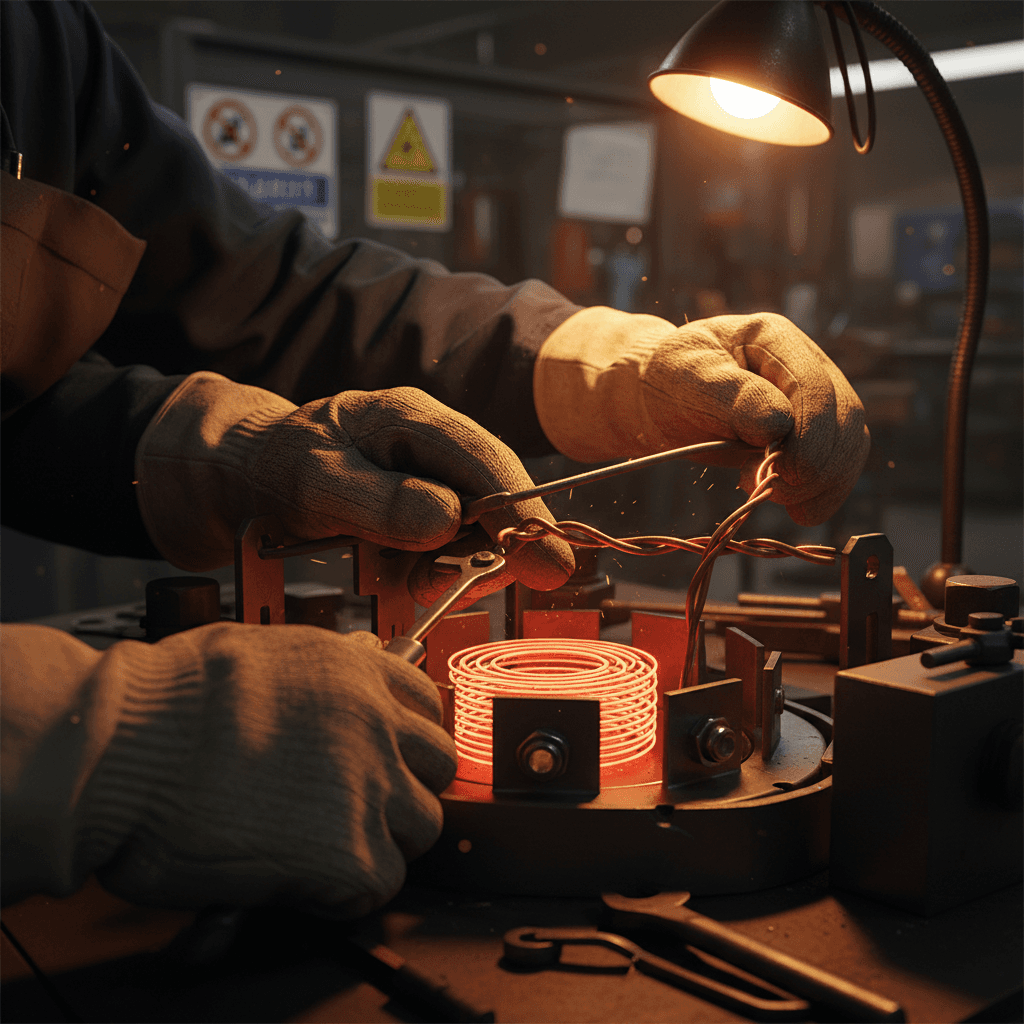 Technician working on furnace repair